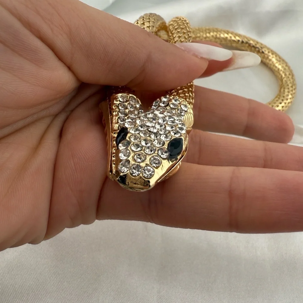 Lux Serpenti serpentine wrap multi diamonds Gold Snake Necklace - Picture 5 of 11